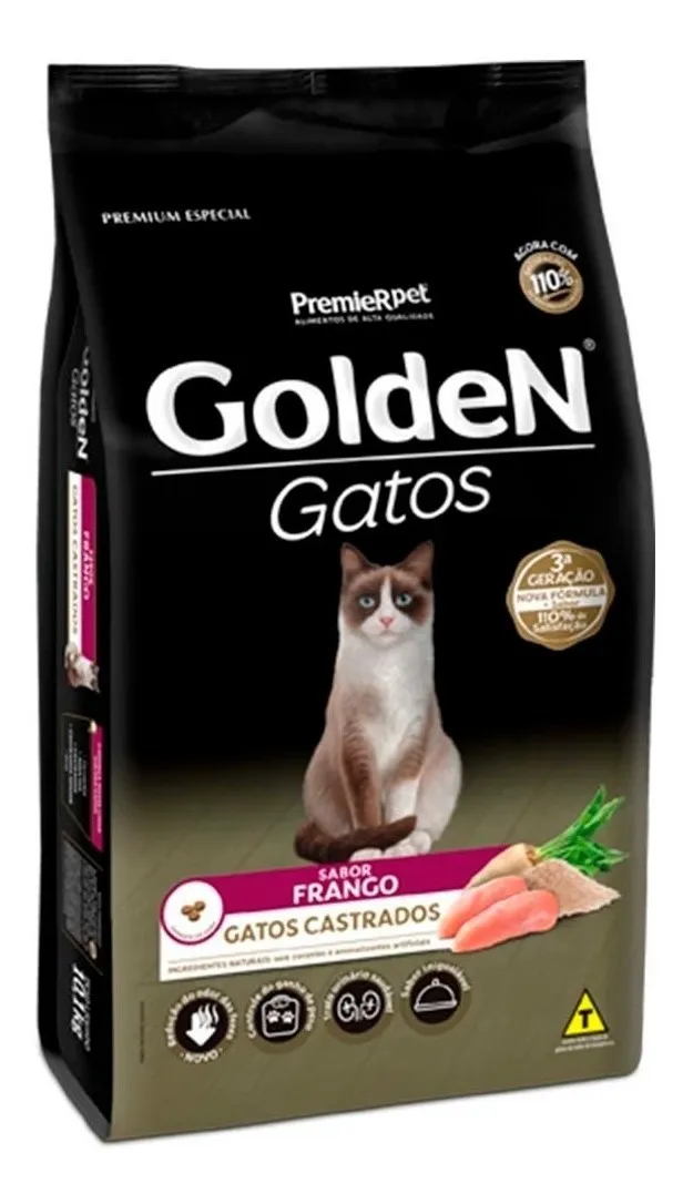Alimento Golden Premium Especial Castrado para gato adulto de raza pequena sabor frango de 3 kg