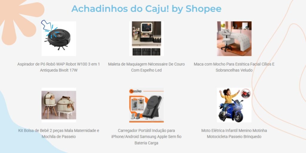 Banner achadinhos do caju by shopee