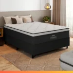 Cama Box Casal Colchão Gazin Maximus Molas Ensacadas 138x188x62cm Cinza e Preto