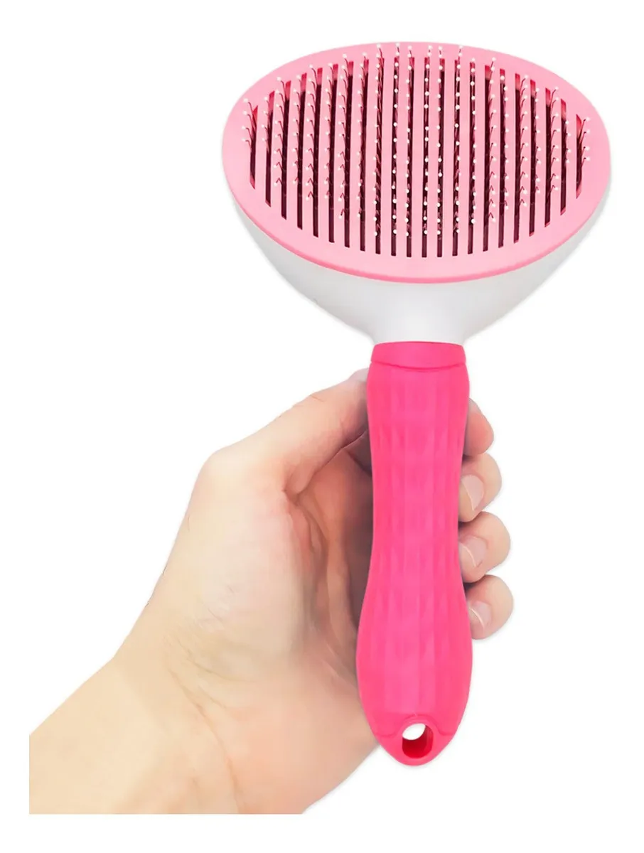 Escova Pelos Pet Automatica Rasqueadeira Magica Gato Cao New Cor Rosa
