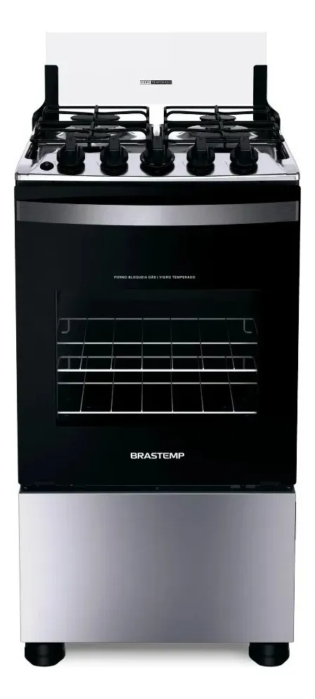 Fogão 4 Bocas Acend. Elétrico Inox Brastemp