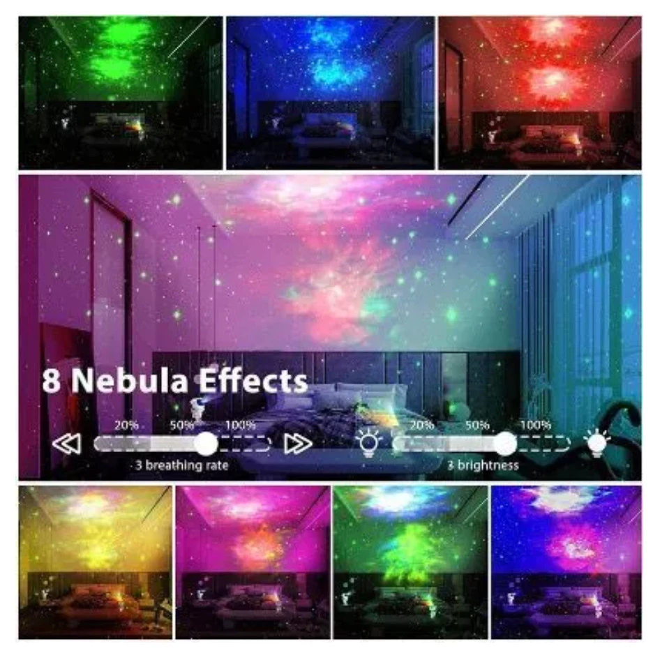 Luminária Astronauta com Som Bluetooth – Projetor de Luz Galáxia e Estrelas no Espaço 3