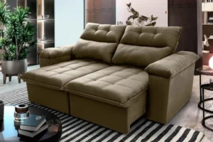 Sofá Retrátil Reclinável Verona 1,50m Suede Velut Bege Molas Ensacadas - King House