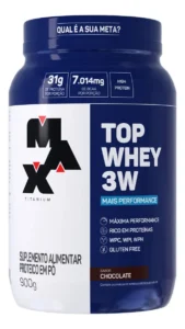 Top Whey 3w Mais Performance 900g Max Titanium Sabor Chocolate