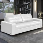 Sofá 2 Lugares Turim 150cm Couro Branco Liso Branco