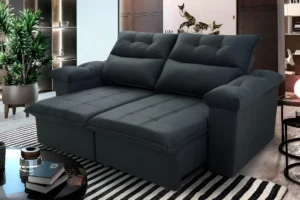 Sofá Retrátil Reclinável Verona 1,50m Cinza Lunar Molas